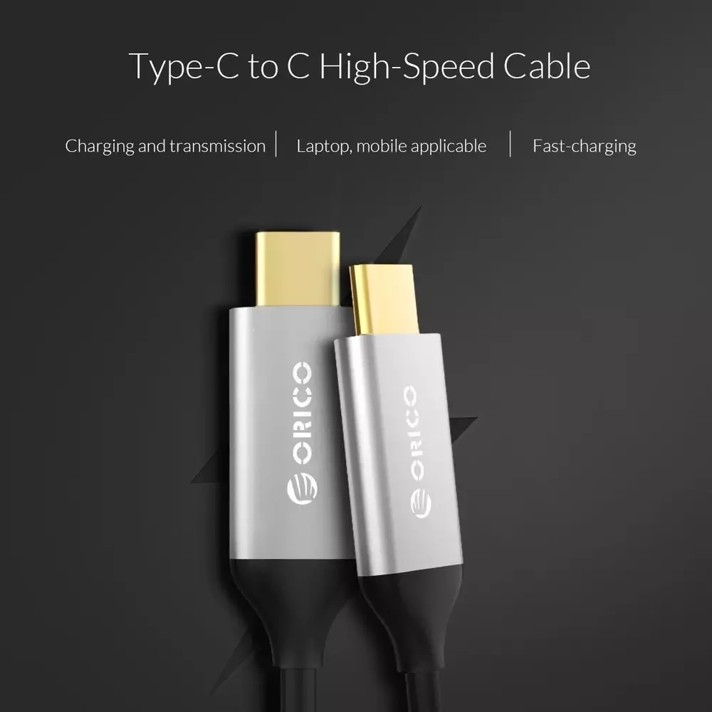 Orico Кабел Cable - Type-C to Type-C Gen2 - 5A, 10Gbps, 0.5m - CCU-05