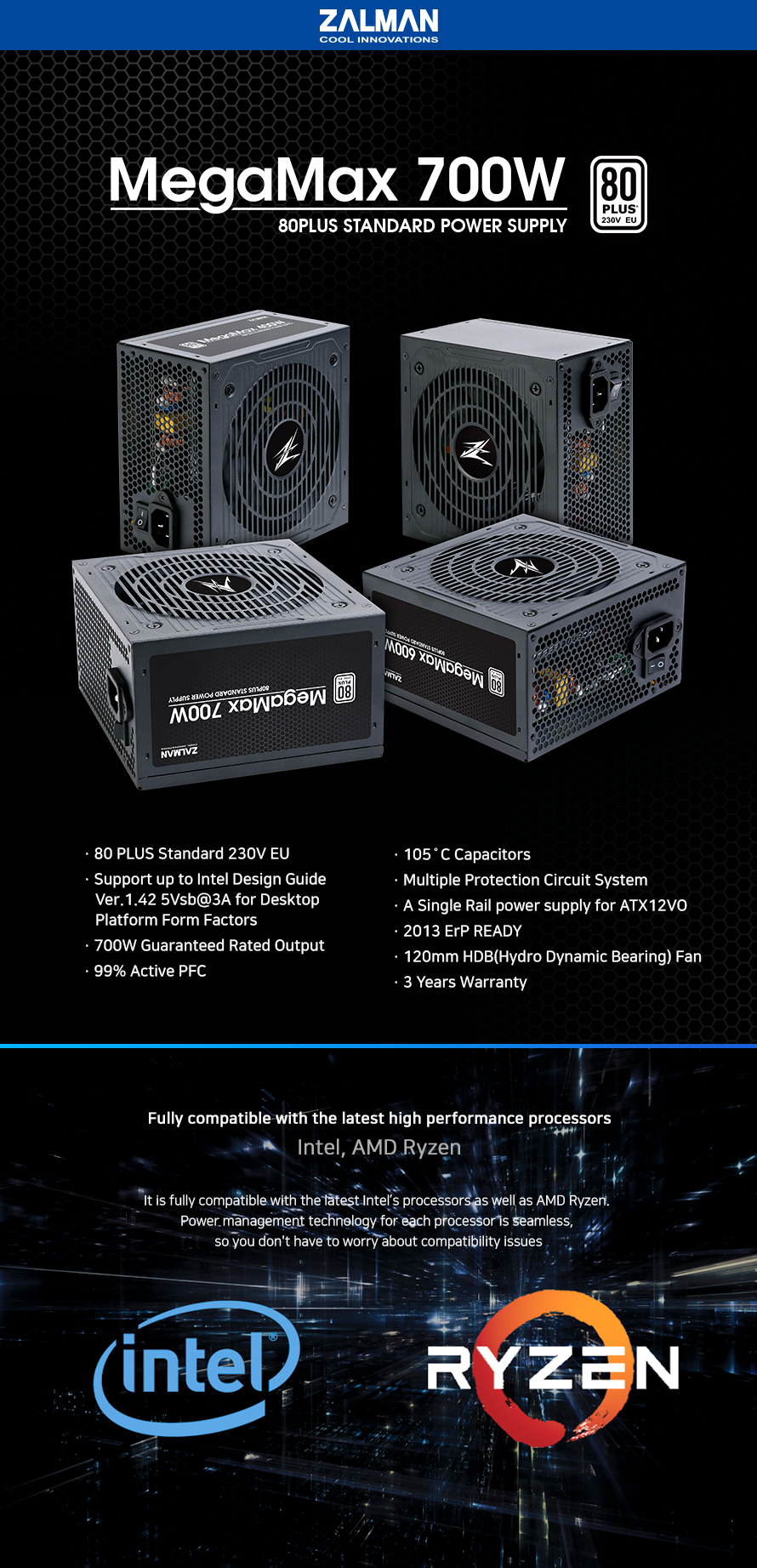 Alimentation Zalman MegaMax ZM700-TXII 700W 80+ PSU