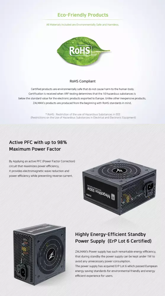 Захранване Zalman MegaMax ZM500-TXII 500W 80+ PSU