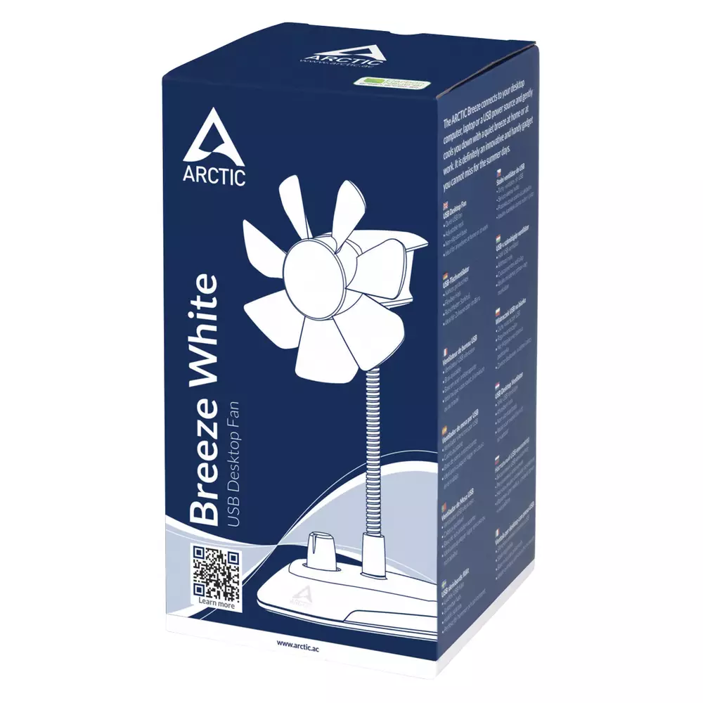 Вентилатор за бюро Arctic Breeze White - USB