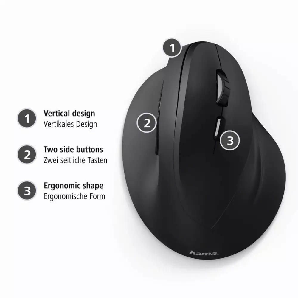 Мишка HAMA EMW-500 Безжична Ергономична Black