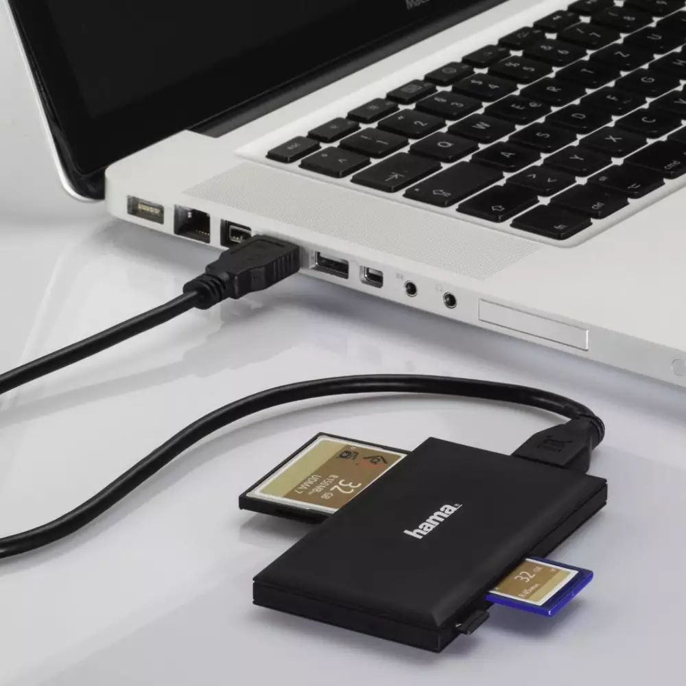 Четец за карти HAMA Multi-Card Reader, USB 3.0, SD/microSD/CF/MS, 5 Gbps, Черен