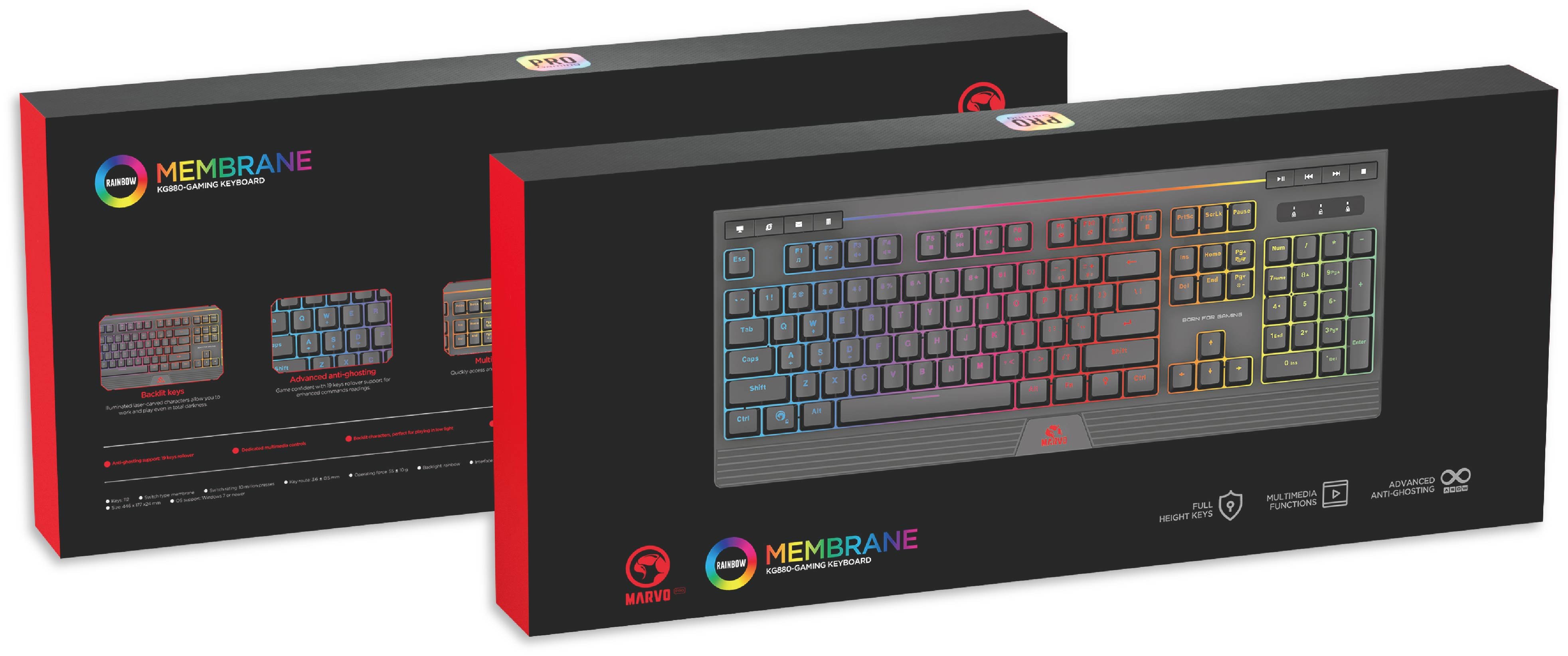 Геймърска мембранна клавиатура MARVO Pro KG880 - MARVO-PRO-KG880