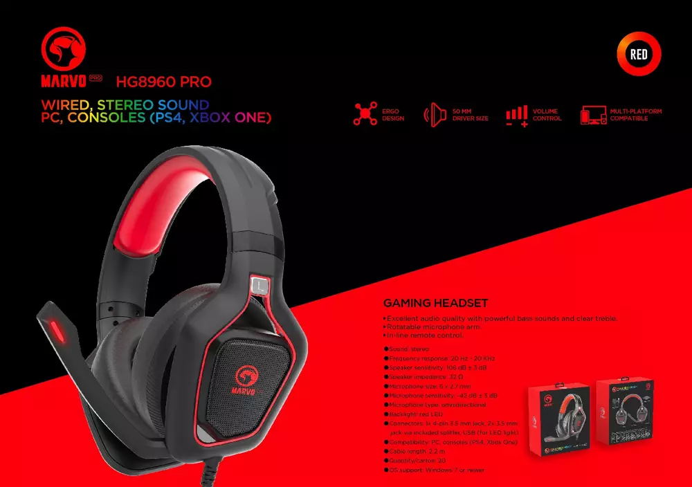 Геймърски слушалки Marvo PRO HG8960 - MARVO-PRO-HG8960-PRO