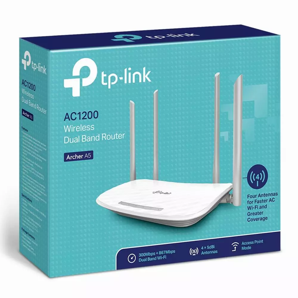 Безжичен рутер TP-Link Archer A5 AC1200, Dual band, 5xMbps