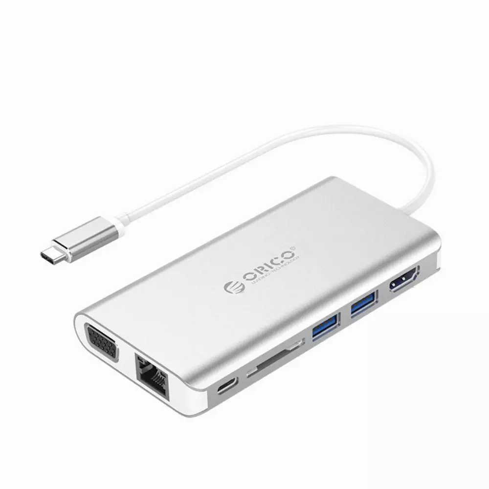 Orico докинг станция Type-C Docking Station Power Distribution - HDMI, USB3.0 x 2, LAN, SD, VGA, Audio - XC-304-SV