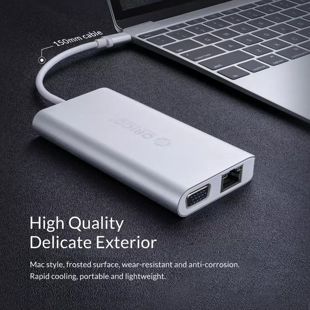 Orico докинг станция Type-C Docking Station Power Distribution - HDMI, USB3.0 x 2, LAN, SD, VGA, Audio - XC-304-SV
