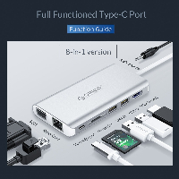 Orico докинг станция Type-C Docking Station Power Distribution - HDMI, USB3.0 x 2, LAN, SD, VGA, Audio - XC-304-SV
