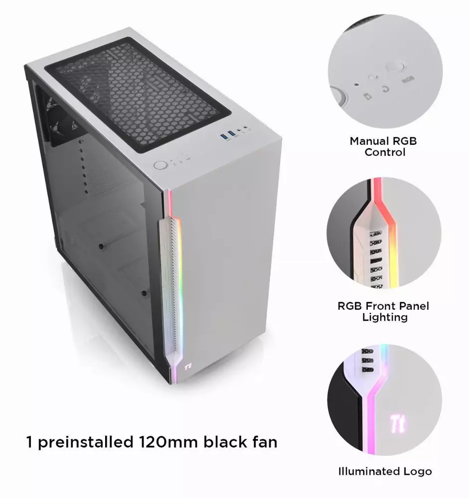 Кутия Thermaltake H200 TG Snow RGB