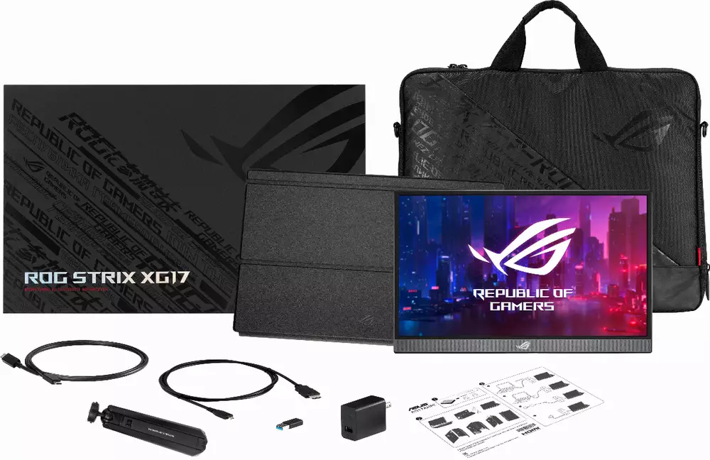 Οθόνη ASUS 17.3" ROG Strix XG17AHP, FHD (1920x1080), IPS, 240Hz, Adaptive-sync, ROG Tripod, USB Type-C, Μπαταρία