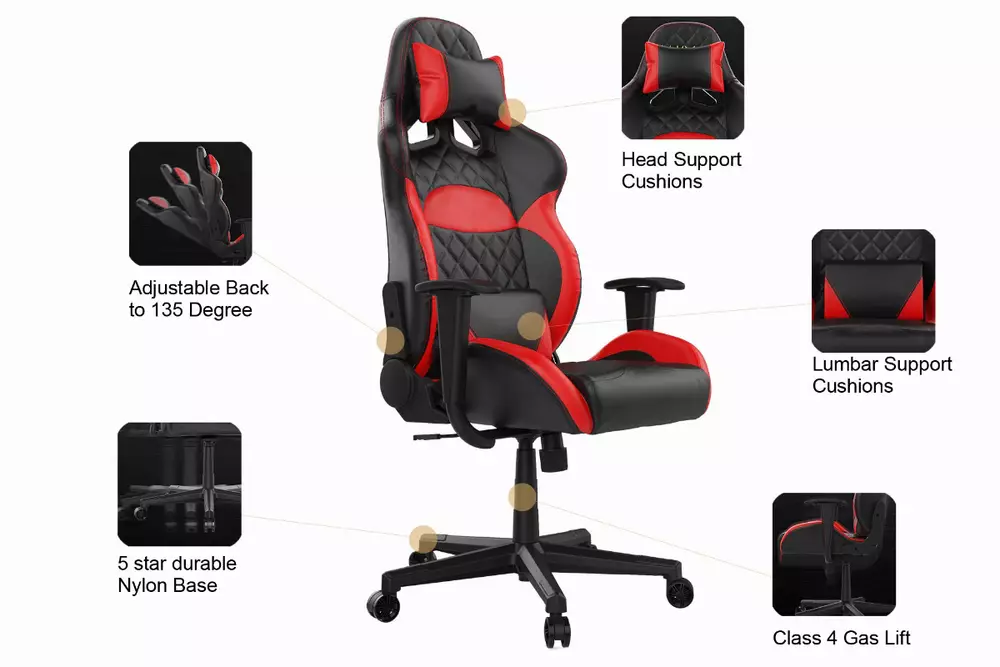 Gamdias геймърски стол Gaming Chair -  ZELUS E1 L Red