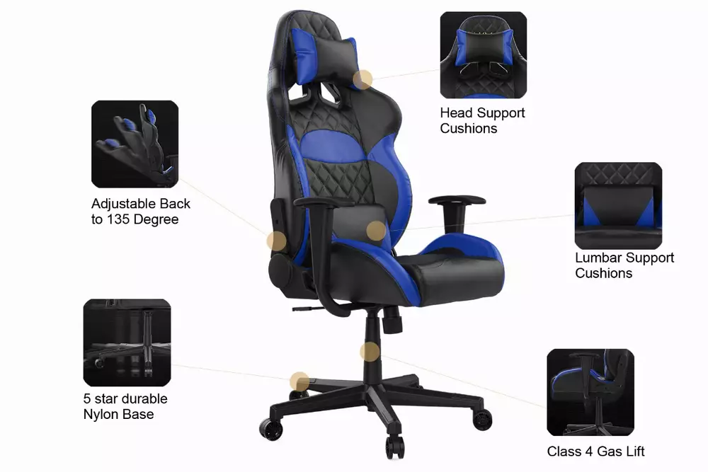 Gamdias геймърски стол Gaming Chair -  ZELUS E1 L Blue