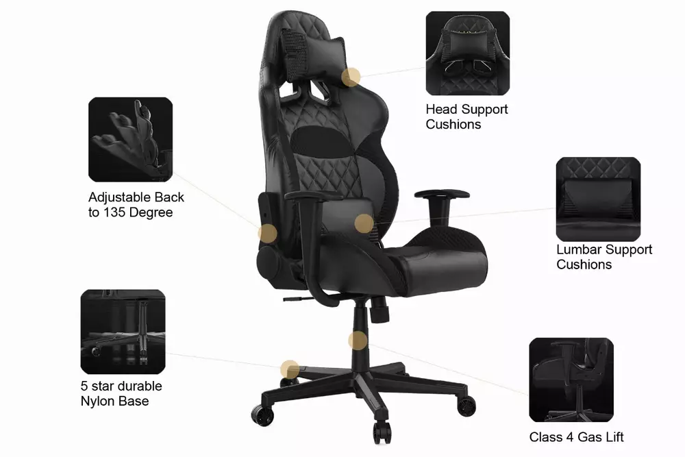 Gamdias геймърски стол Gaming Chair -  ZELUS E1 L Black