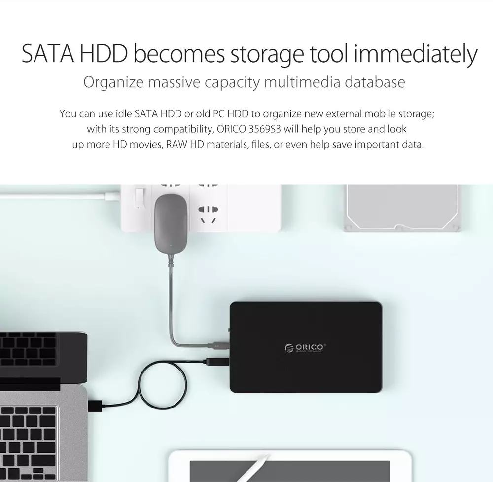 Външна кутия за диск Orico 3569S3 Storage Case 3.5" USB3.0 UASP black