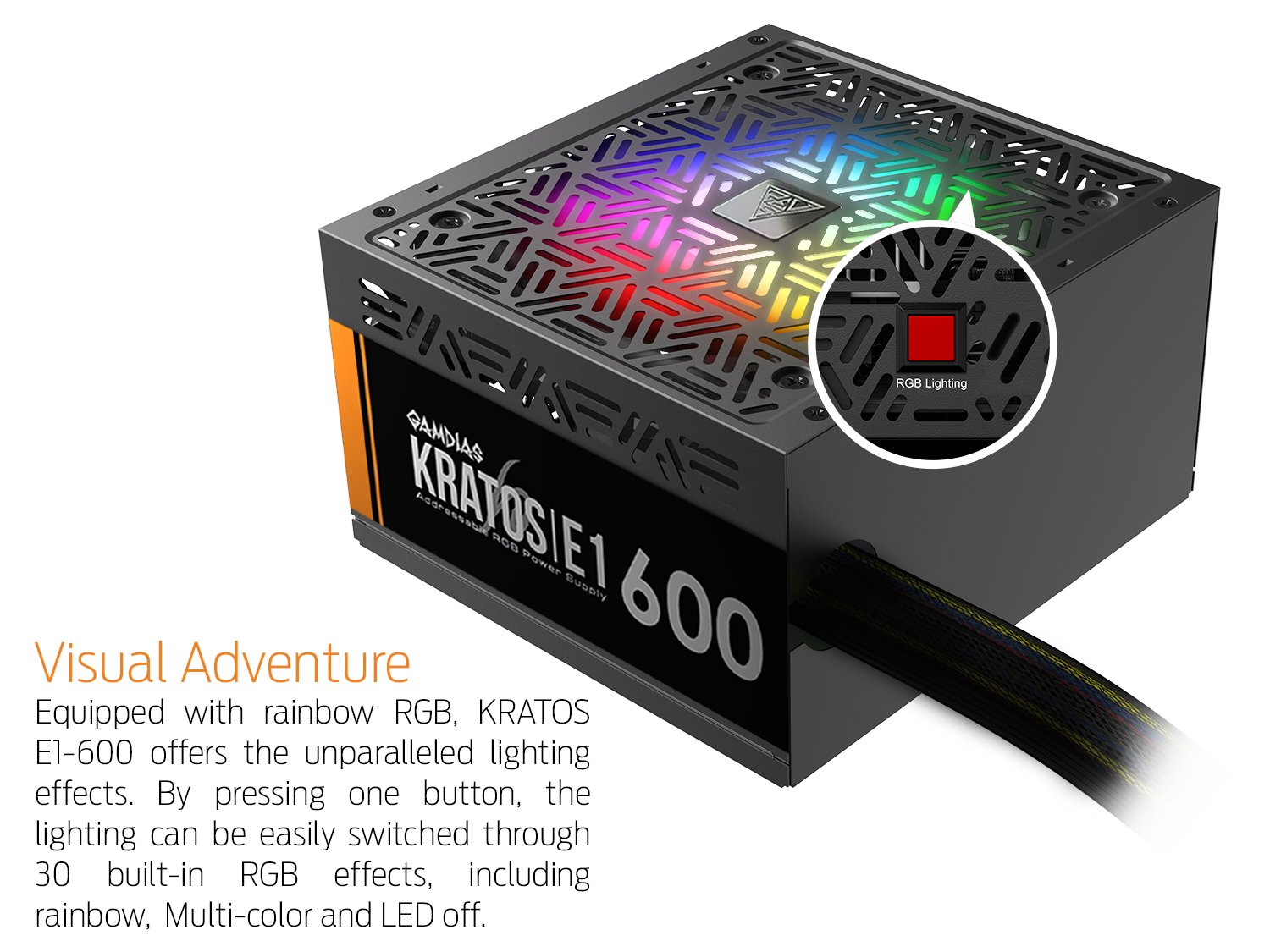 Захранване Gamdias 600W Addressable RGB - KRATOS E1-600
