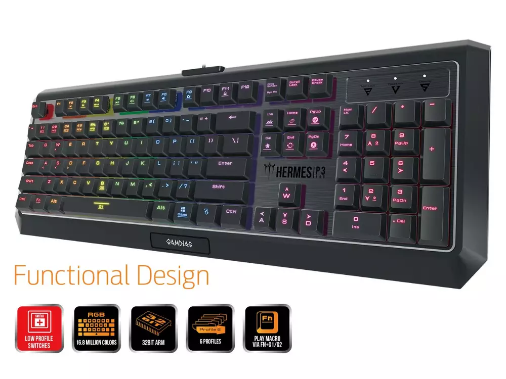 Геймърска механична клавиатура GAMDIAS Hermes P3 RGB - Brown суичове