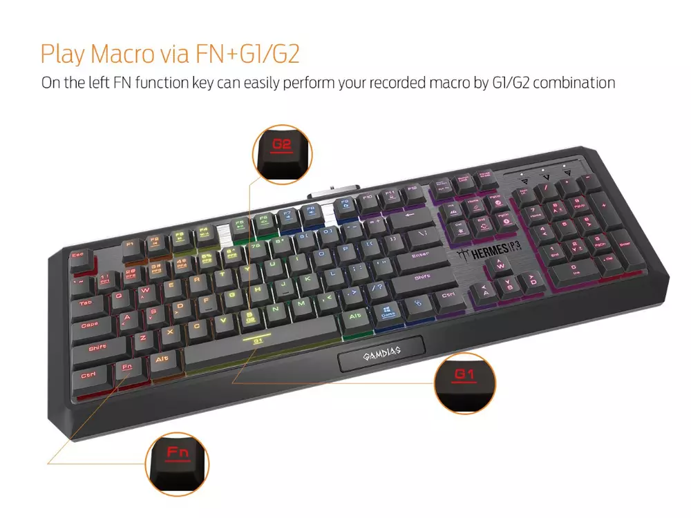 Геймърска механична клавиатура GAMDIAS Hermes P3 RGB - Brown суичове