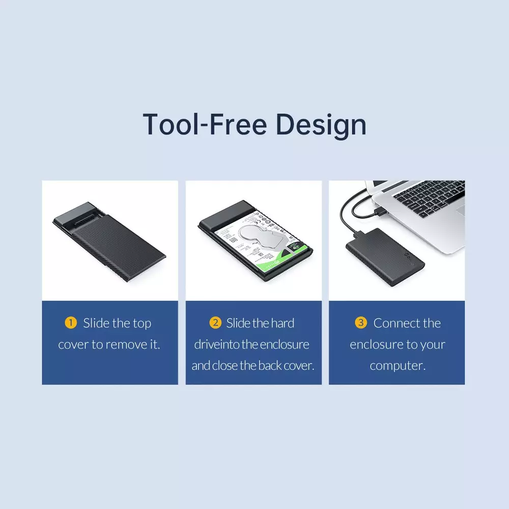 Външна кутия за диск Orico 2521U3-BK-EP Storage Case 2.5 inch USB3.0