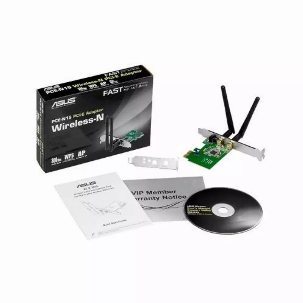 Безжичен PCI Express адаптер ASUS PCE-N15, 802.11n 300Mbps (2T2R)