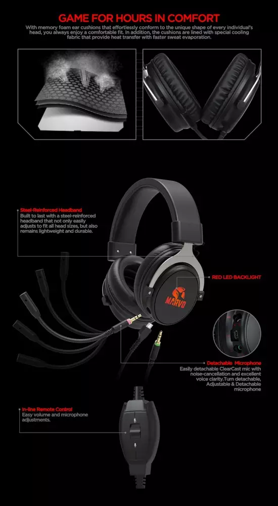 Геймърски слушалки Marvo PRO HG9052 Gaming Headphones 7.1 USB 