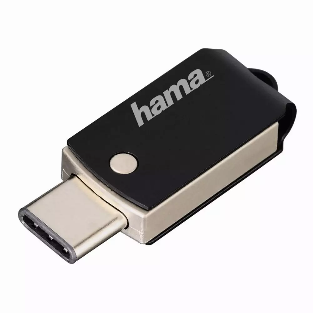 USB памет HAMA C-Turn 114976, 32GB, Type-C USB 3.1/USB 3.0 100 MB/s, Метален корпус, Черен/Сребрист