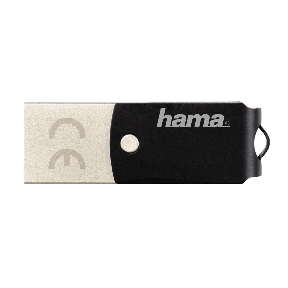 USB памет HAMA C-Turn 114976, 32GB, Type-C USB 3.1/USB 3.0 100 MB/s, Метален корпус, Черен/Сребрист