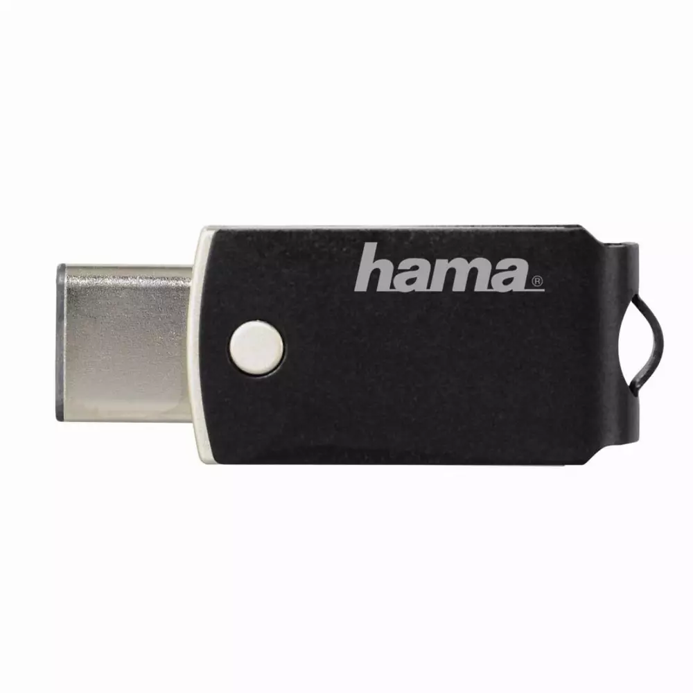 USB памет HAMA C-Turn 114976, 32GB, Type-C USB 3.1/USB 3.0 100 MB/s, Метален корпус, Черен/Сребрист