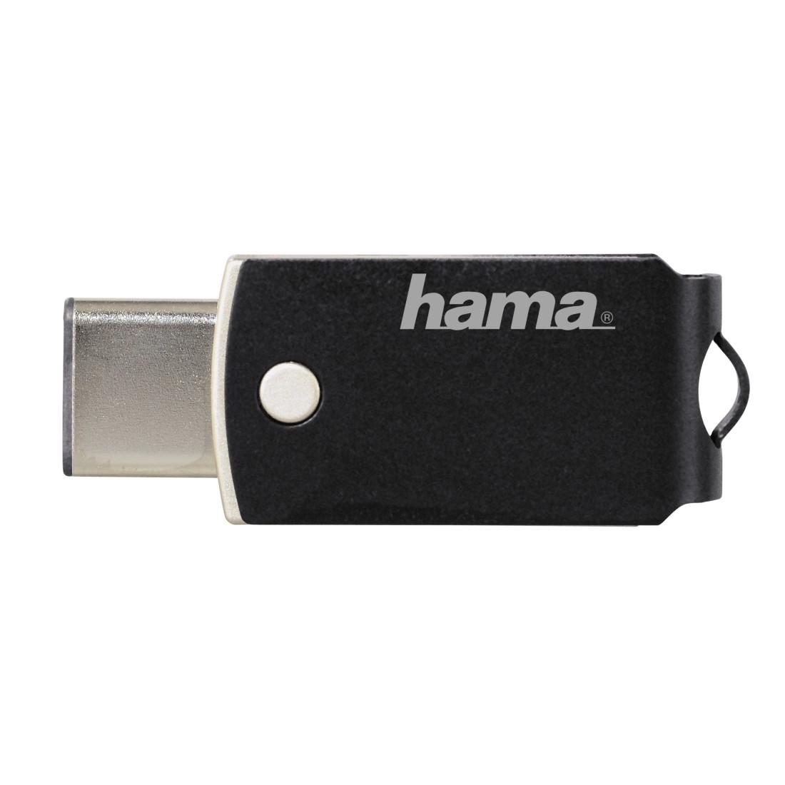 USB памет HAMA C-Turn 114976, 32GB, Type-C USB 3.1/USB 3.0 100 MB/s, Метален корпус, Черен/Сребрист