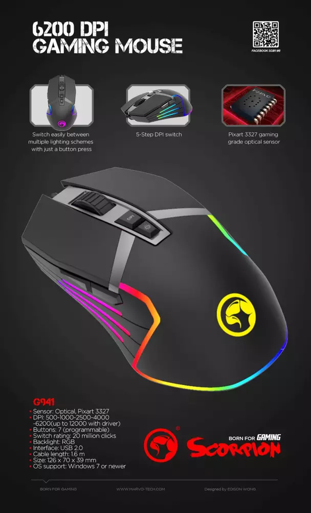 Геймърска мишка Marvo G941 RGB - MARVO-G941