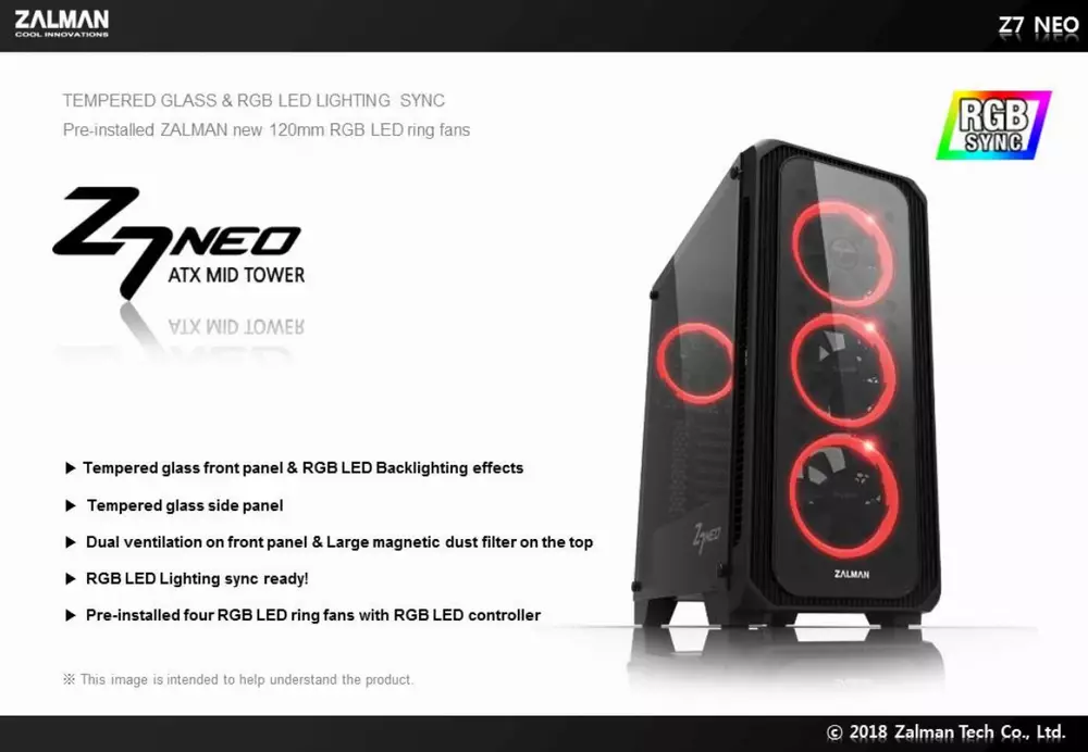 Кутия Zalman Z7 NEO - RGB Sync