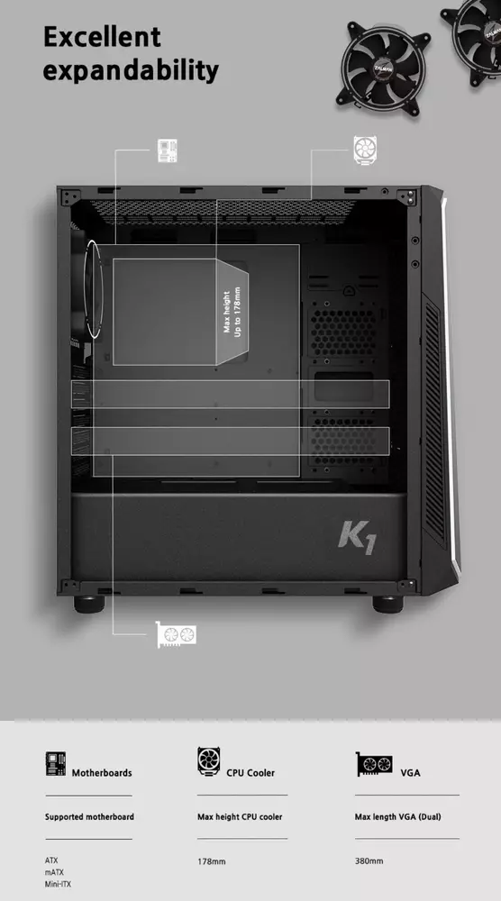 Кутия Zalman K1 RGB
