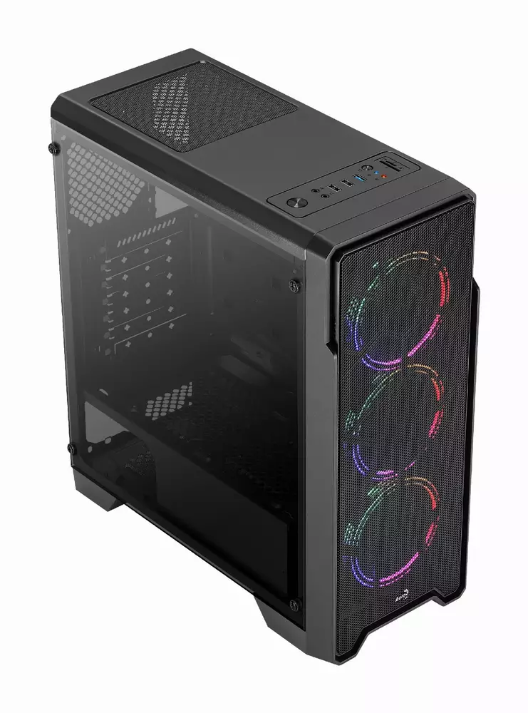 Кутия AeroCool Ore Saturn RGB, Tempered Glass