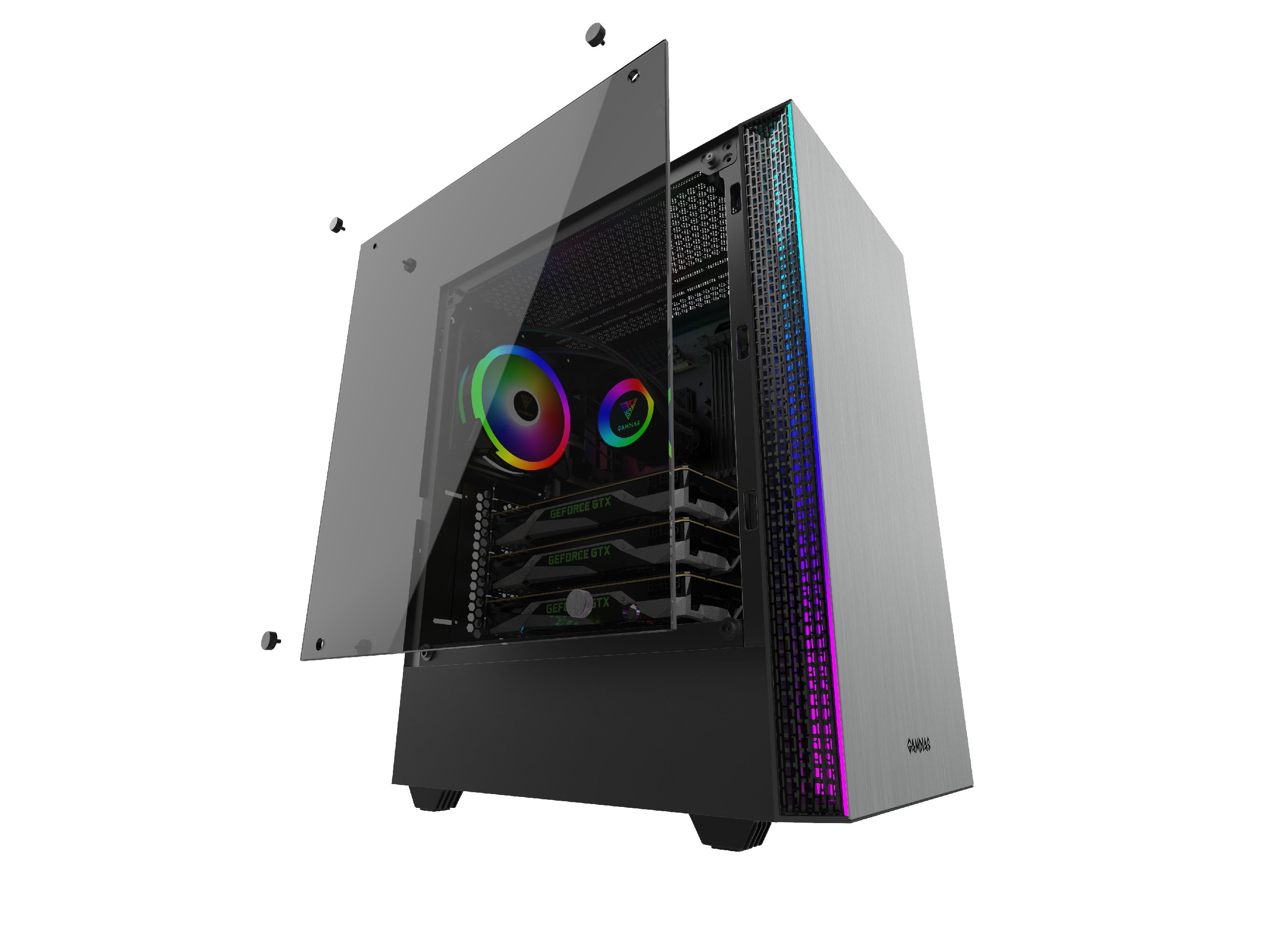 Кутия Gamdias MARS E1 aRGB, Tempered Glass