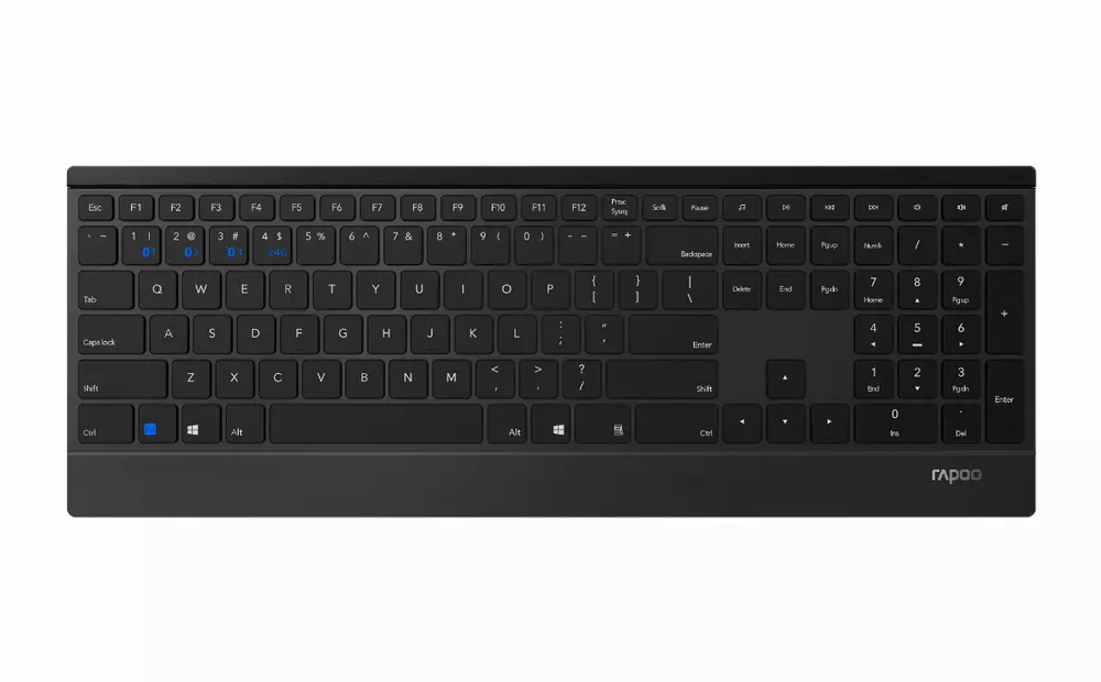 Безжична клавиатура RAPOO E9500M, Multi mode, Bluetooth 3.0/4.0, 2.4Ghz, Черена