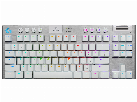 Безжична геймърска механична клавиатура Logitech G915 TKL Lightspeed White RGB, Tactile суичове