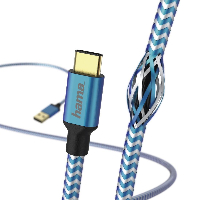 Кабел HAMA Reflective, USB-C мъжко - USB-A мъжко, 480 Mbps, 1.5 м., Син
