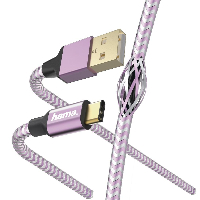 Кабел HAMA Reflective, USB-C мъжко - USB-A мъжко, 480 Mbps, 1.5 м., Лилав
