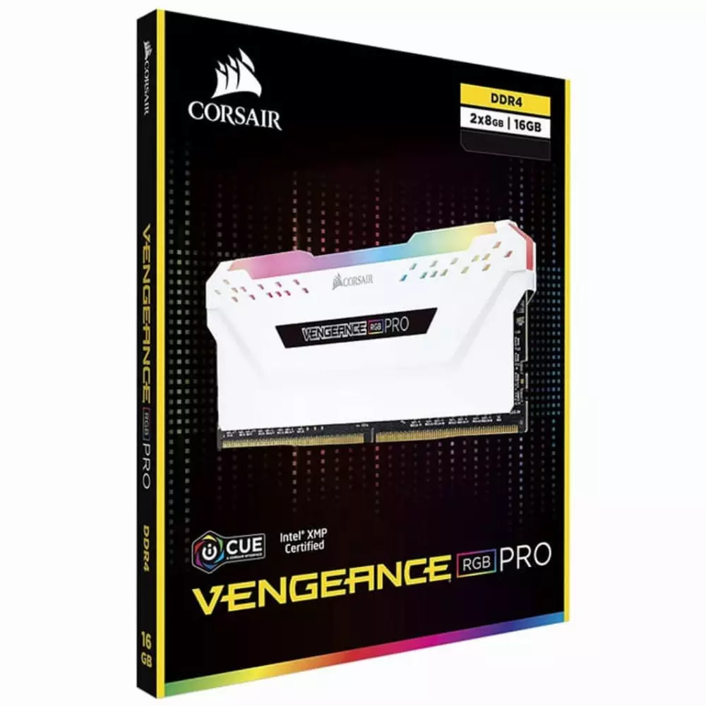Памет Corsair 16GB (2x8GB) Vengeance RGB PRO White DDR4 3200MHz CL16 - CMW16GX4M2C3200C16W