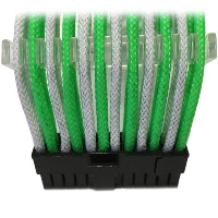 Оплетен кабел Gelid 24pin Power extension cable 30cm individually sleeved Green/White