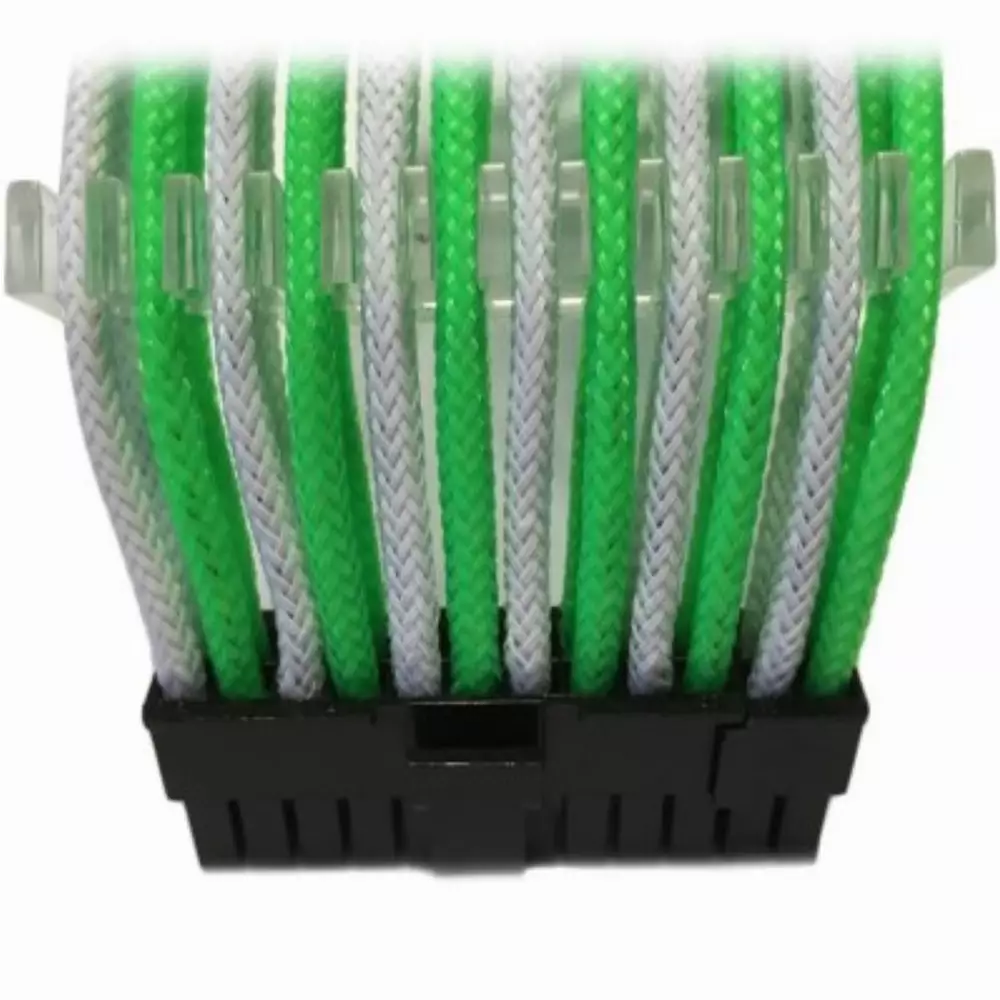 Оплетен кабел Gelid 24pin Power extension cable 30cm individually sleeved Green/White