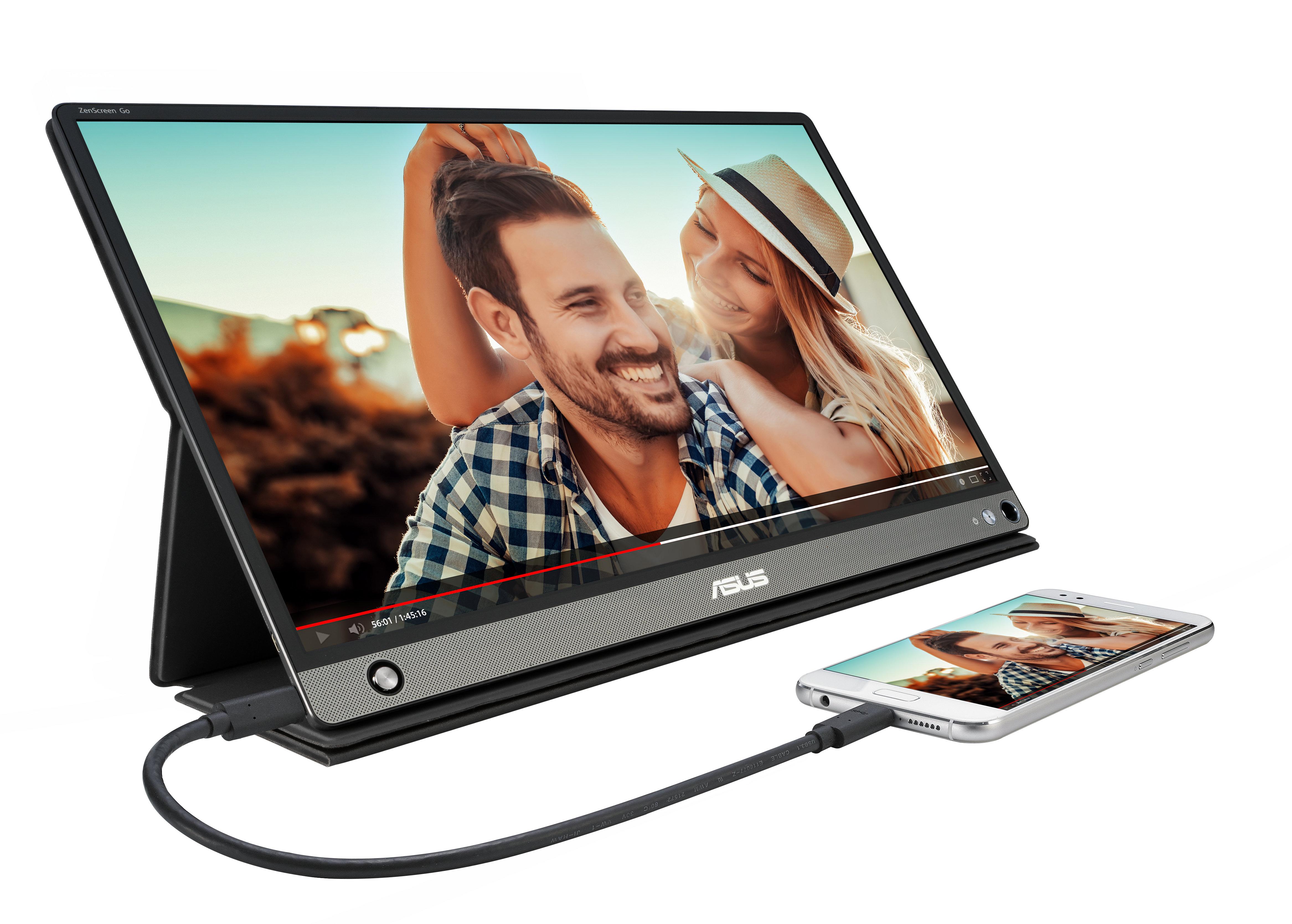 Монитор ASUS 15.6" ZenScreen Go MB16AHP, FullHD (1920x1080), IPS, USB Type-C, Преносим