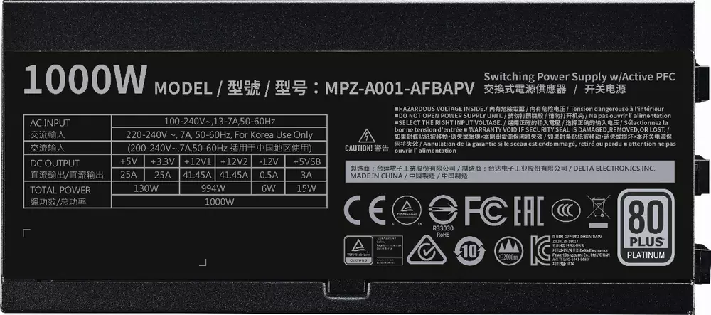 Захранване Cooler Master V Platinum 1000W 80+ Platinum PSU