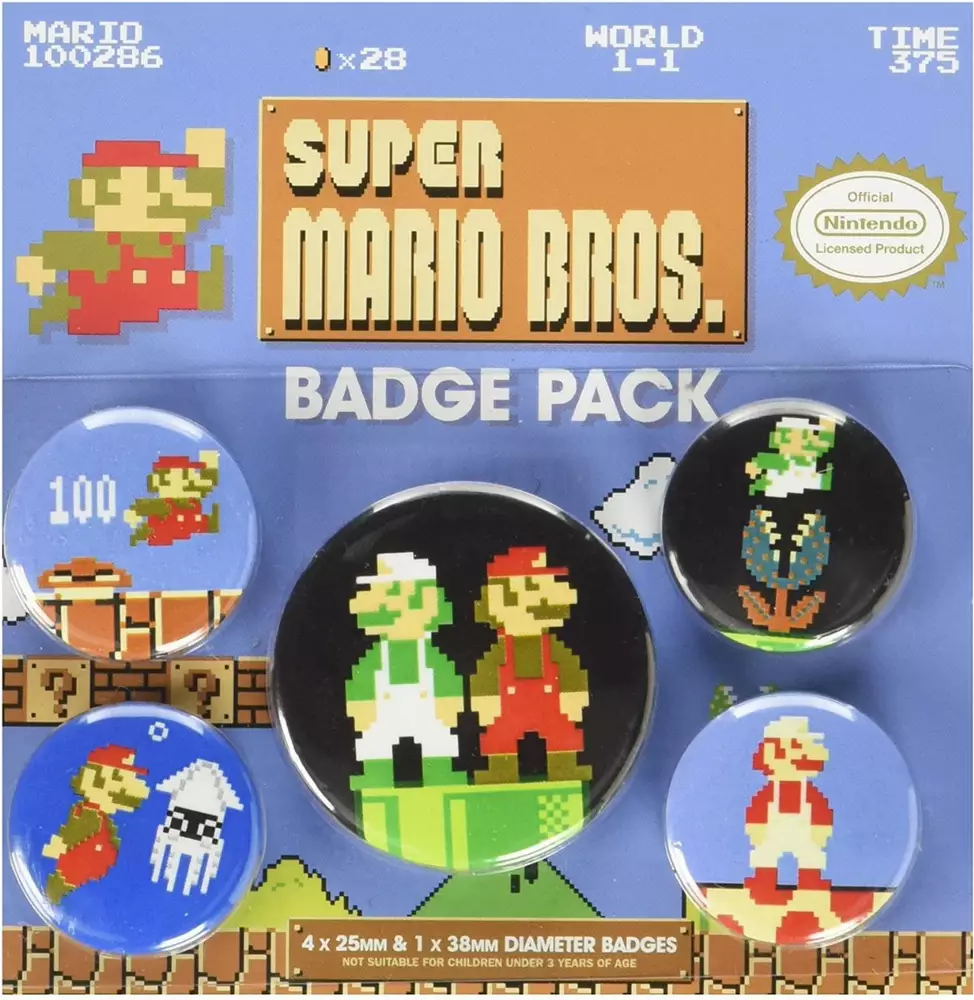 Значки Pyramid International - Nintendo - Super Mario Bros. (Retro) Badge Pack