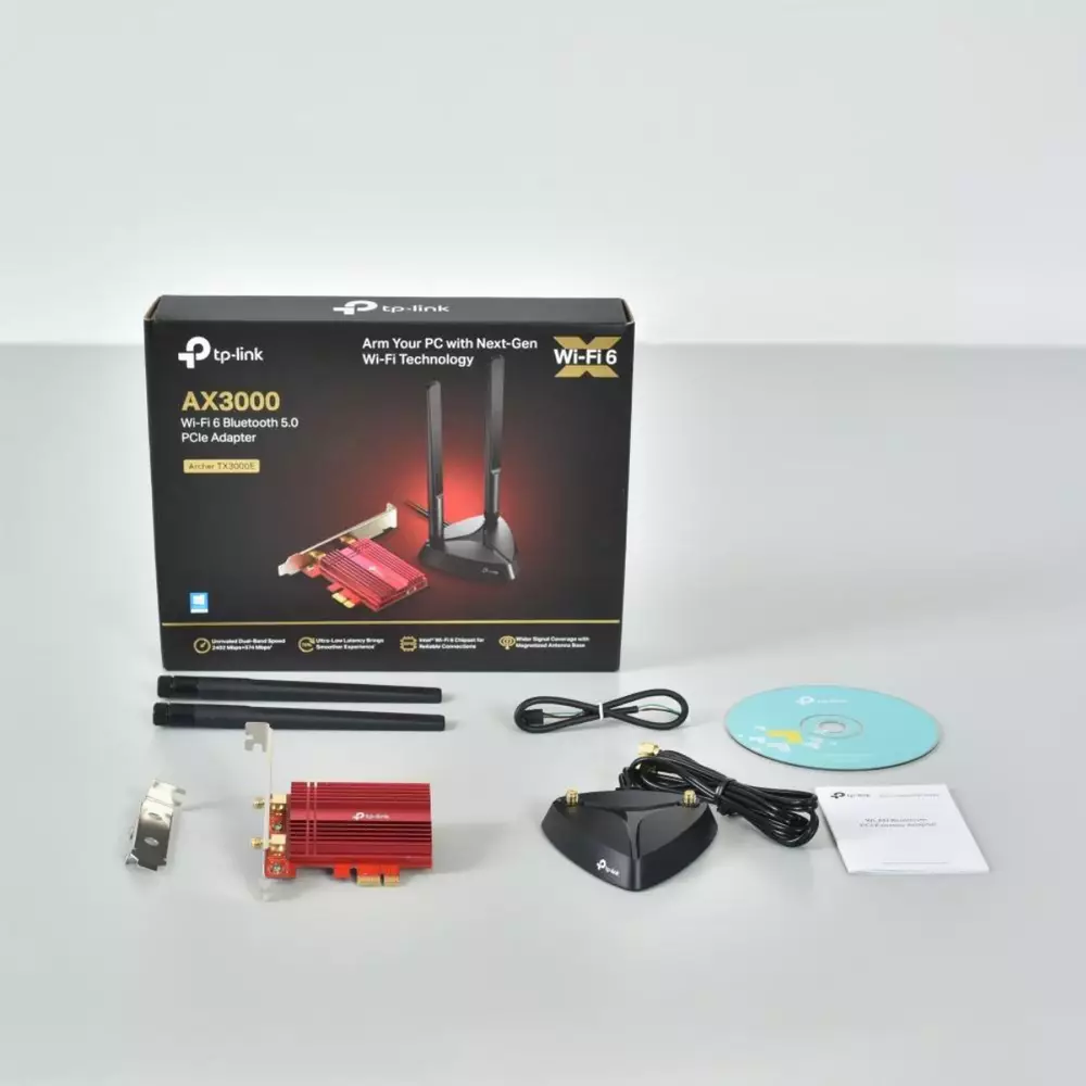 Безжичен адаптер TP-LINK Archer TX3000, AX3000 Wi-Fi 6, PCI-EX, Bluetooth 5.0, две външни антени