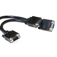 Кабел-сплитер ACT AK3187, D-sub 15 pin мъжко - 2 x D-sub 15 pin женско, 25cm, Черен, булк