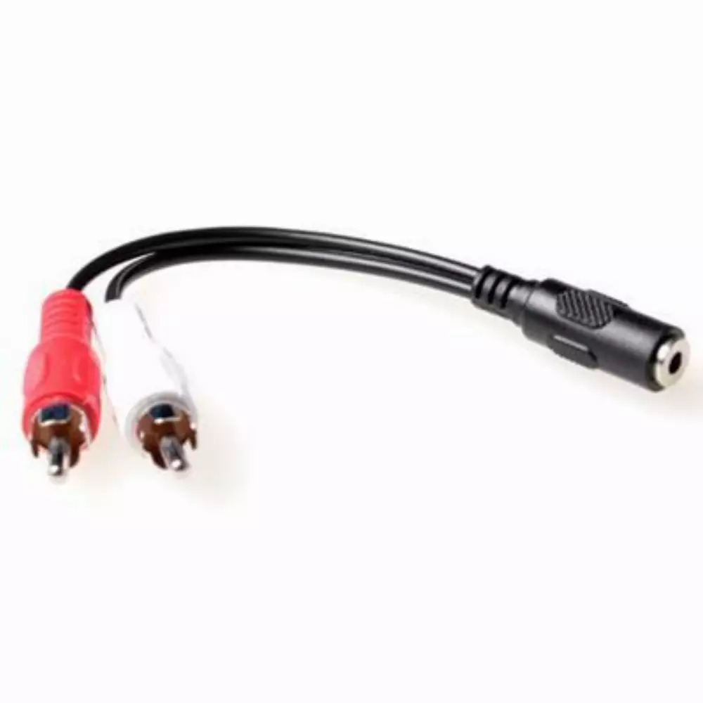 Кабел-сплитер ACT AK2027, 3,5 mm жак женско - 2 x RCA мъжко, 15cm, Черен