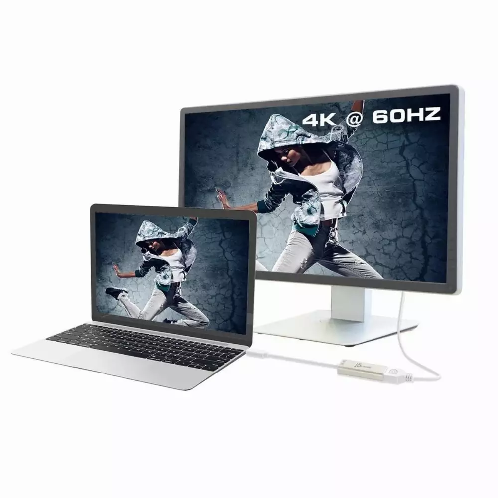 Адаптер j5create JCA140, USB-C към 4K DisplayPort, Бял