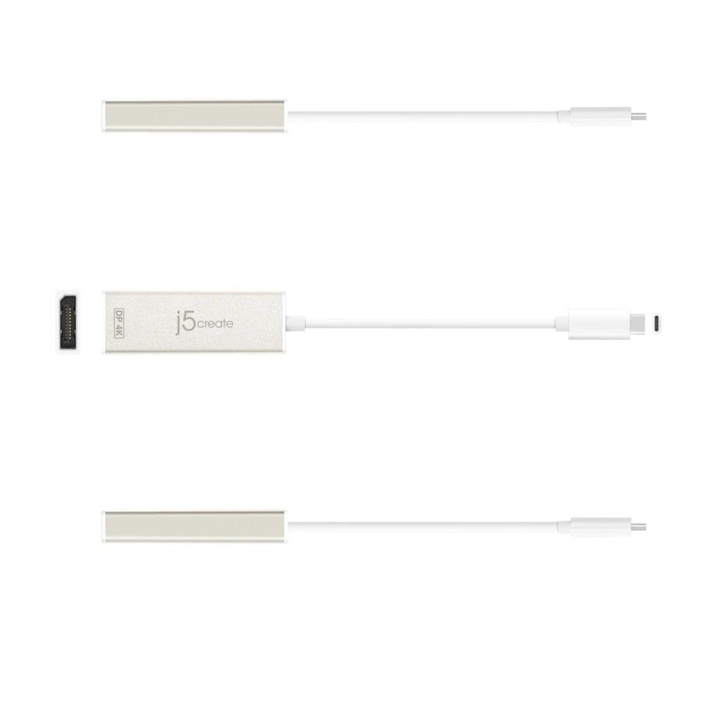 Адаптер j5create JCA141, USB-C към 4K DisplayPort, 1.2m, Бял