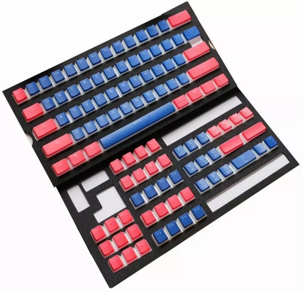 Капачки за механична клавиатура Ducky Pudding Blue & Red 108-Keycap Set PBT Double-Shot US Layout