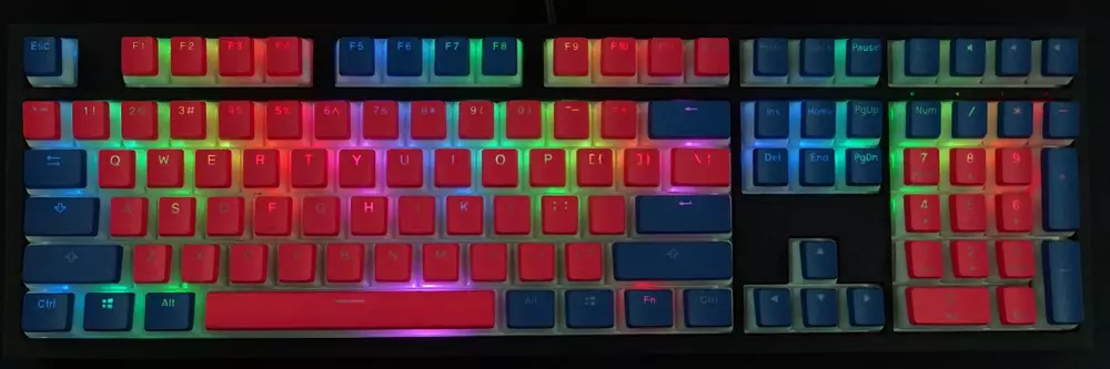 Капачки за механична клавиатура Ducky Pudding Red & Blue 108-Keycap Set PBT Double-Shot US Layout
